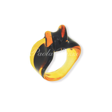 Anello elica ambra chiaro/nero - Light amber/black Elica ring