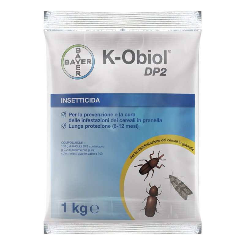 K-OBIOL ®DP2 POLVERE,KG 1,kobiol dp2 polvere ,k-Obiol,bayer,insetticida, K-OBIOL® DP2,K-Obiol,insetticidi,BAYER,K-Obiol DP2, disinfestazione,cereali,environmentalscience,punteruolo,fitosanitario,K-OBIOL DP2 in polvere, bayer k-obiol insetticida per cereali,