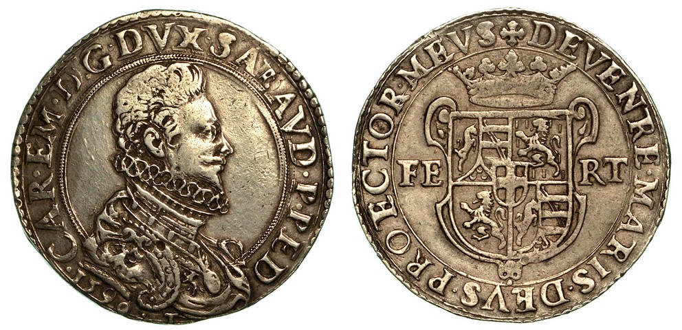 CARLO EMANUELE I. Il Grande (1580-1630). Ducatone 1590 (IV tipo).  buon BB