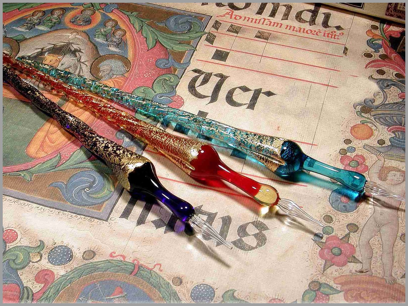 MURANO GLASS PEN IN GOLD LEAF Mis. 18 Cm. about.