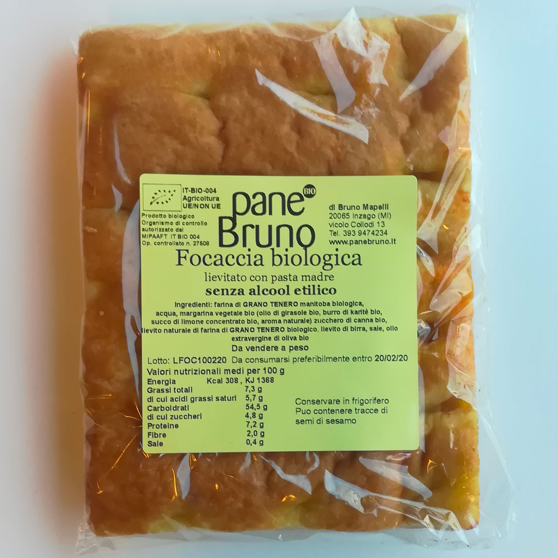 Focaccia biologica - lievitata con pasta madre -  150 g