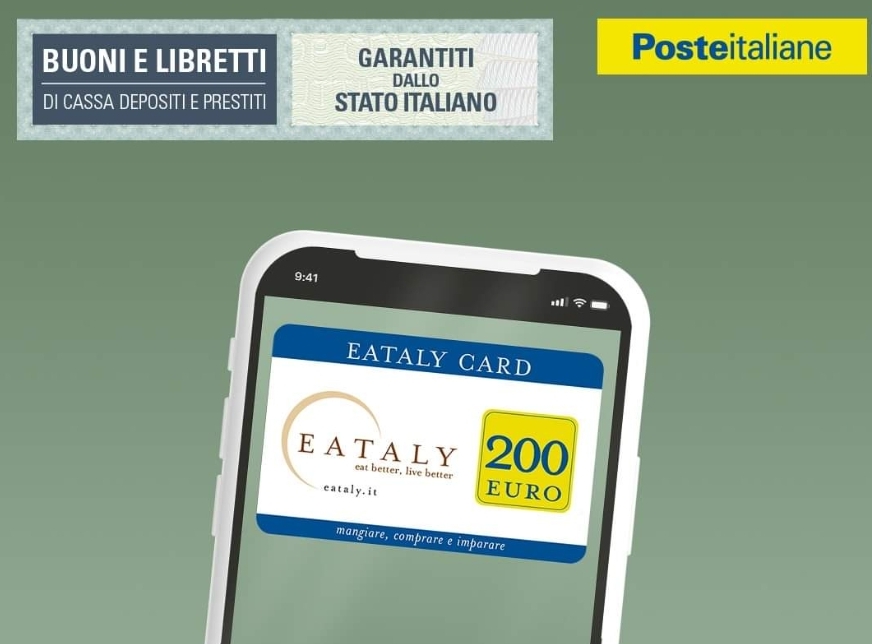 Vinci carta regalo Eataly da 200 euro con Poste Italiane