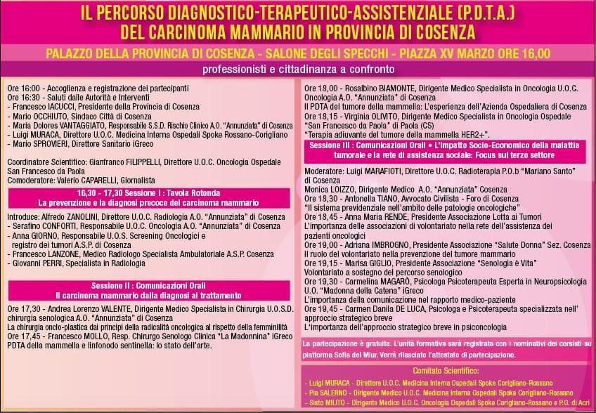 Per la Giornata della Donna ANCRI Cosenza promuove per la provincia il PDTA del carcinoma mammario