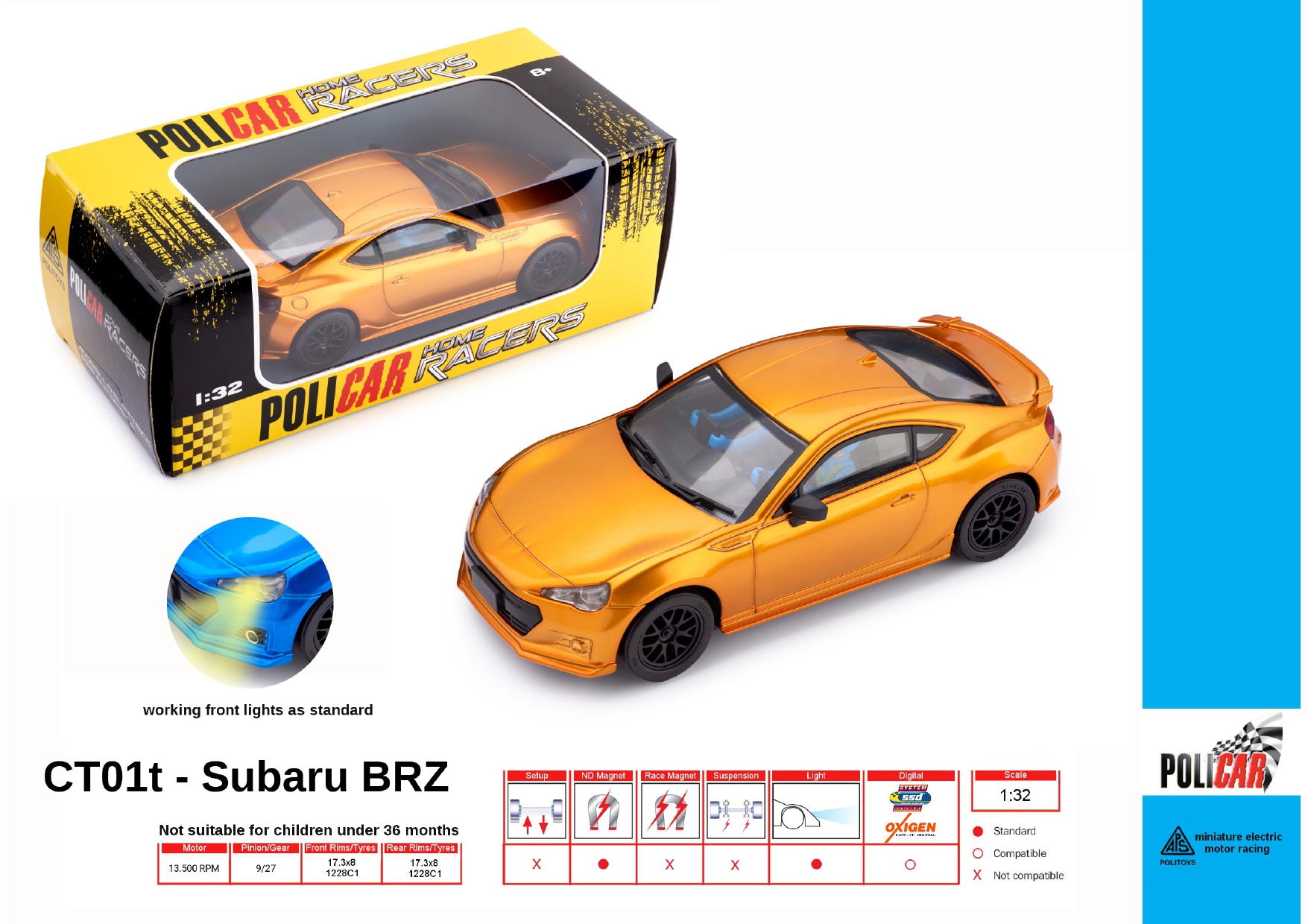 Policar Subaru BRZ 1:32 vari colori - Subaru Brz various colors 1:32
