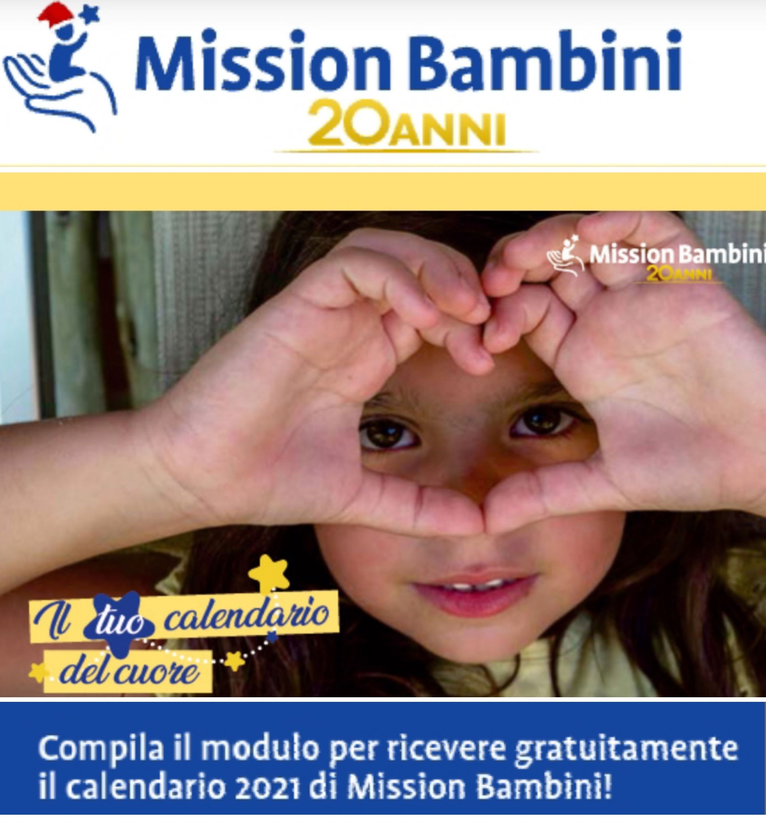 Il Calendario del Cuore di Mission Bambini in  OMAGGIO