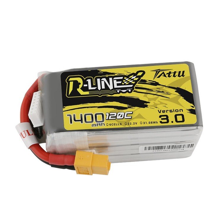 Tattu R-Line Version 3.0 1400mAh 22.2V 120C 6S1P Lipo Battery Pack with XT60 Plug I