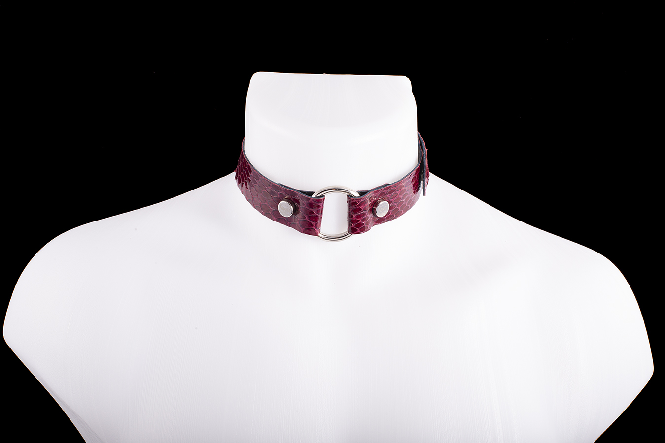 Choker Zeus in Real Snake Col. Rosso Bordeaux