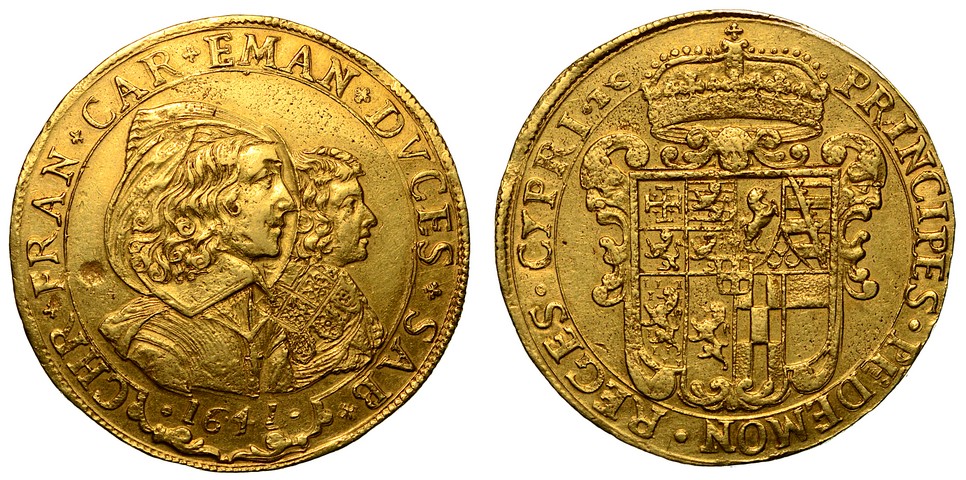 CARLO EMANUELE II. Regg. MARIA DI BORBONE (1638-1675).  Da 20 scudi d'oro 1641.  buon BB