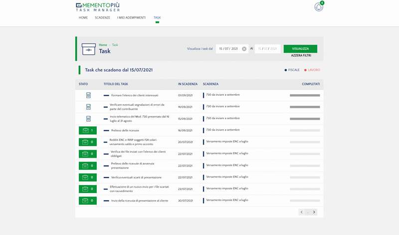 Monitora lo stato di avanzamento dei lavori legati a tutti gli adempimenti a carico del tuo studio