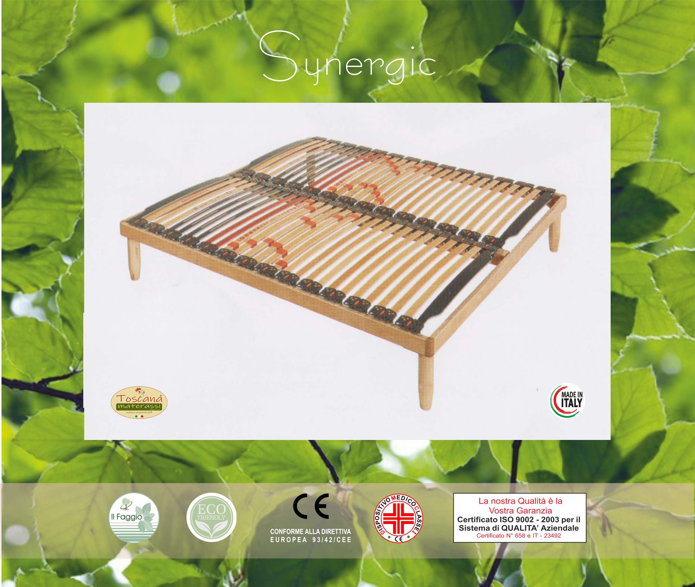 SYNERGIC bed base in eco friendly natural beech