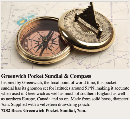 Orologio solare tascabile e bussola di Greenwich