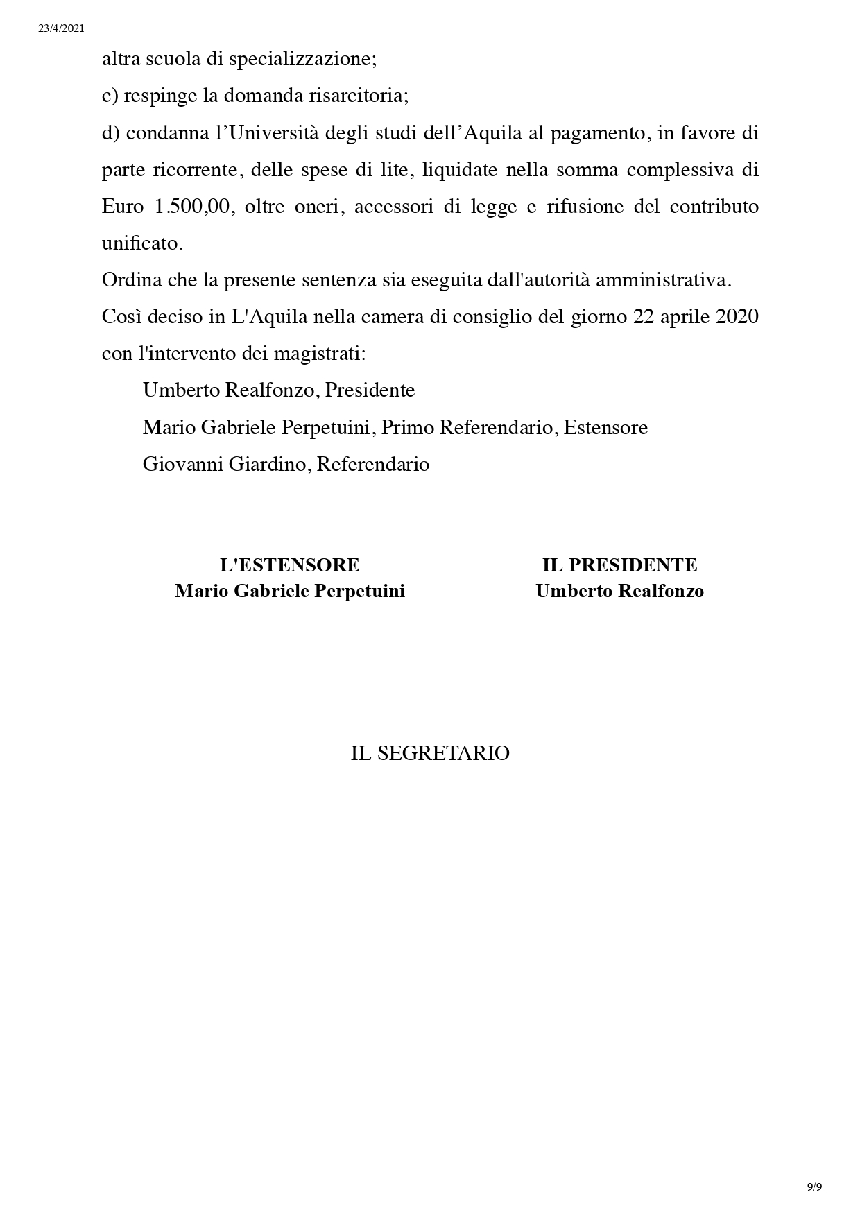 sentenza n 00157-2020 - TAR Abruzzo - nulla osta specializzandi_page-0009jpg