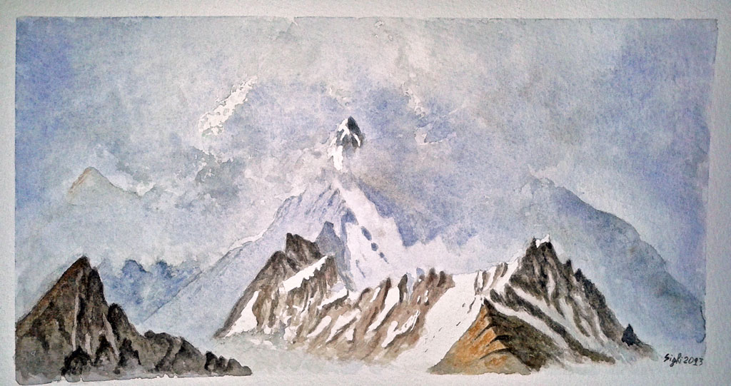 waterpaint of mountains