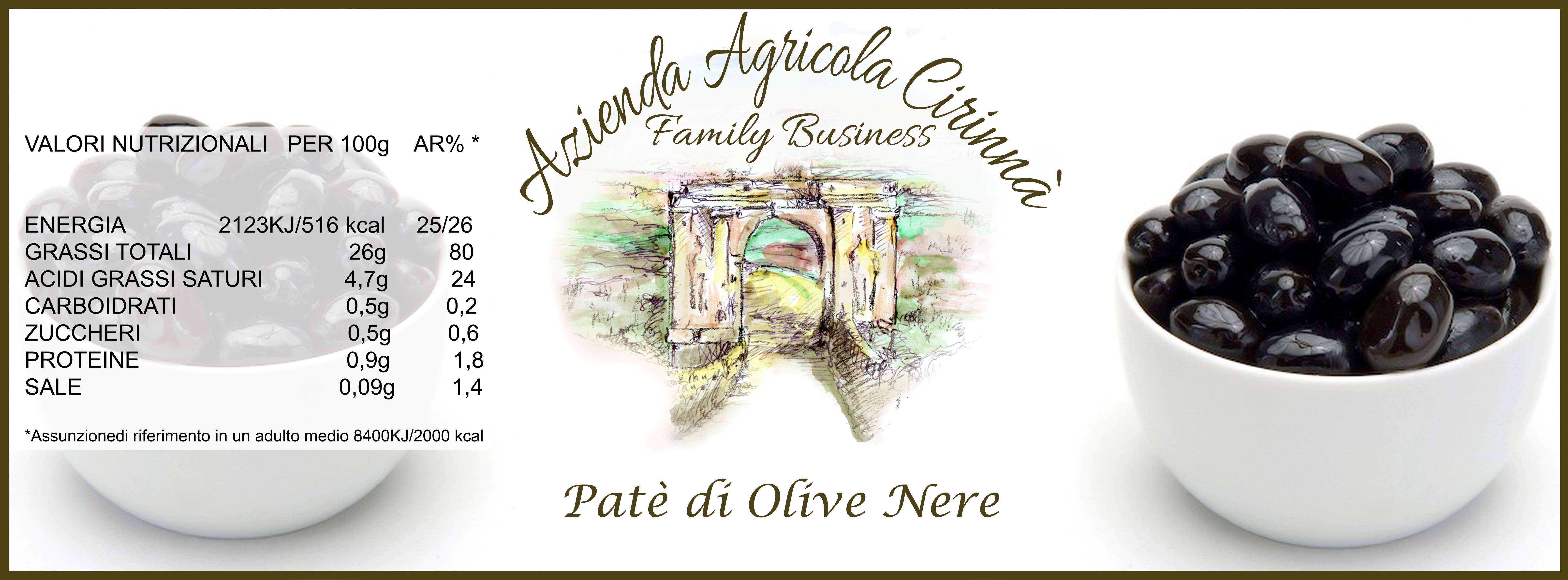 Pate' di Olive nere 100% Siciliane dei Monti Iblei conf da 190 gr