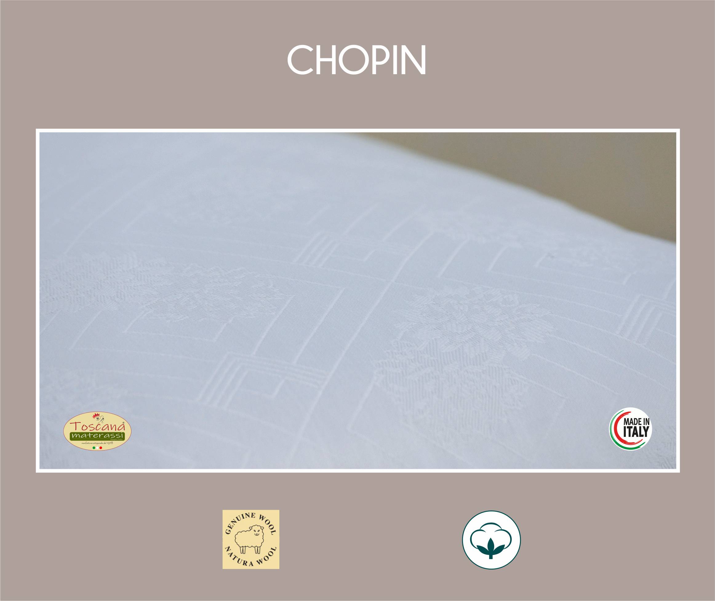 CHOPIN pillow in pure carded wool flap with pure cotton fabric