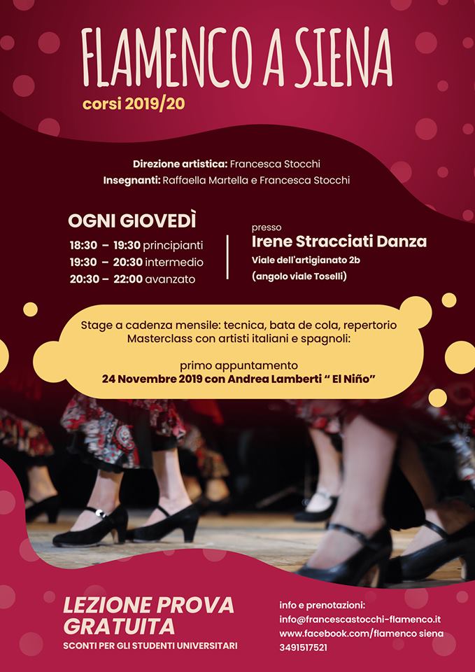 Nuovi corsi di flamenco a Siena prima lezione 03 ottobre 2019