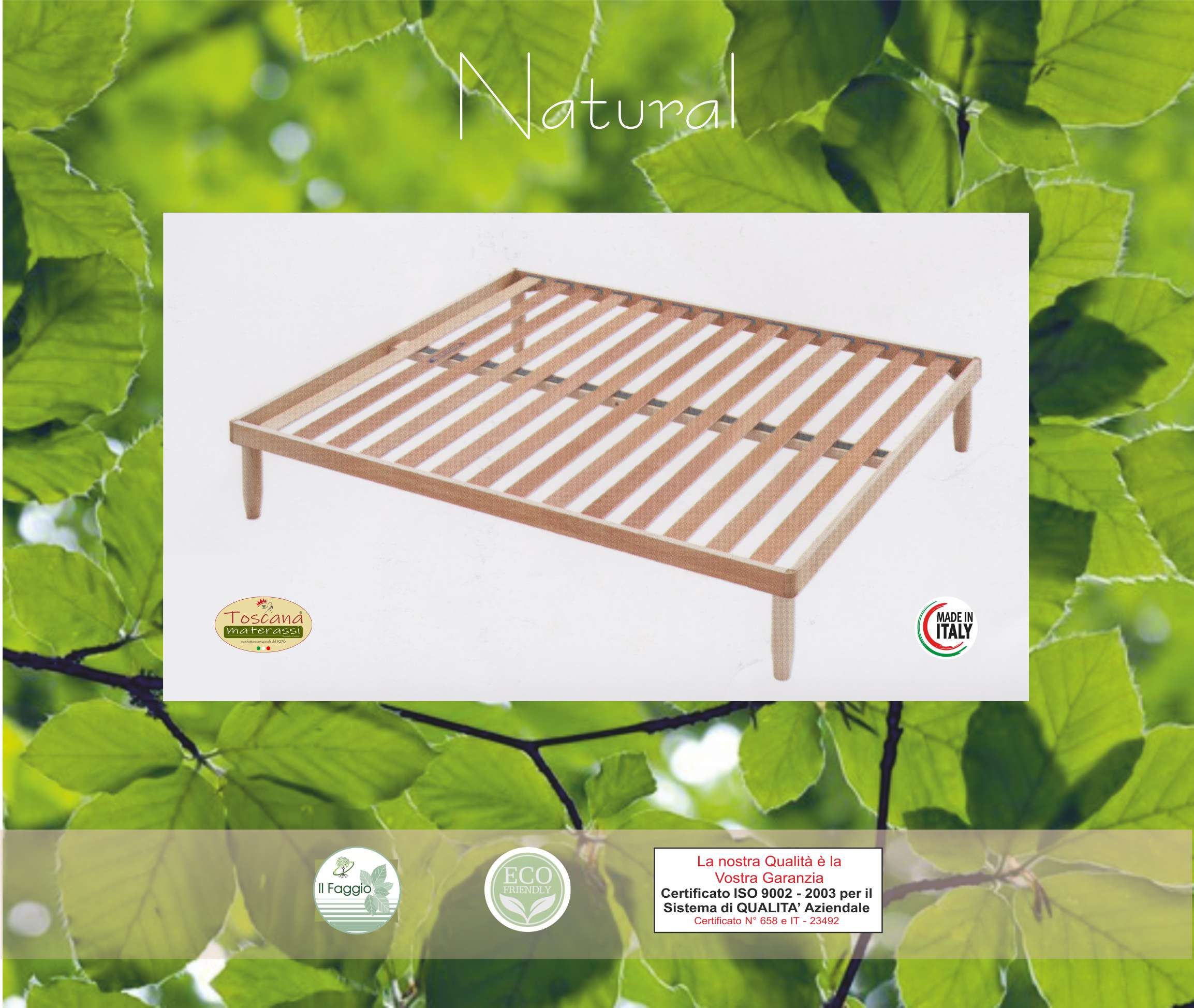 NATURAL bed base in eco friendly natural beech