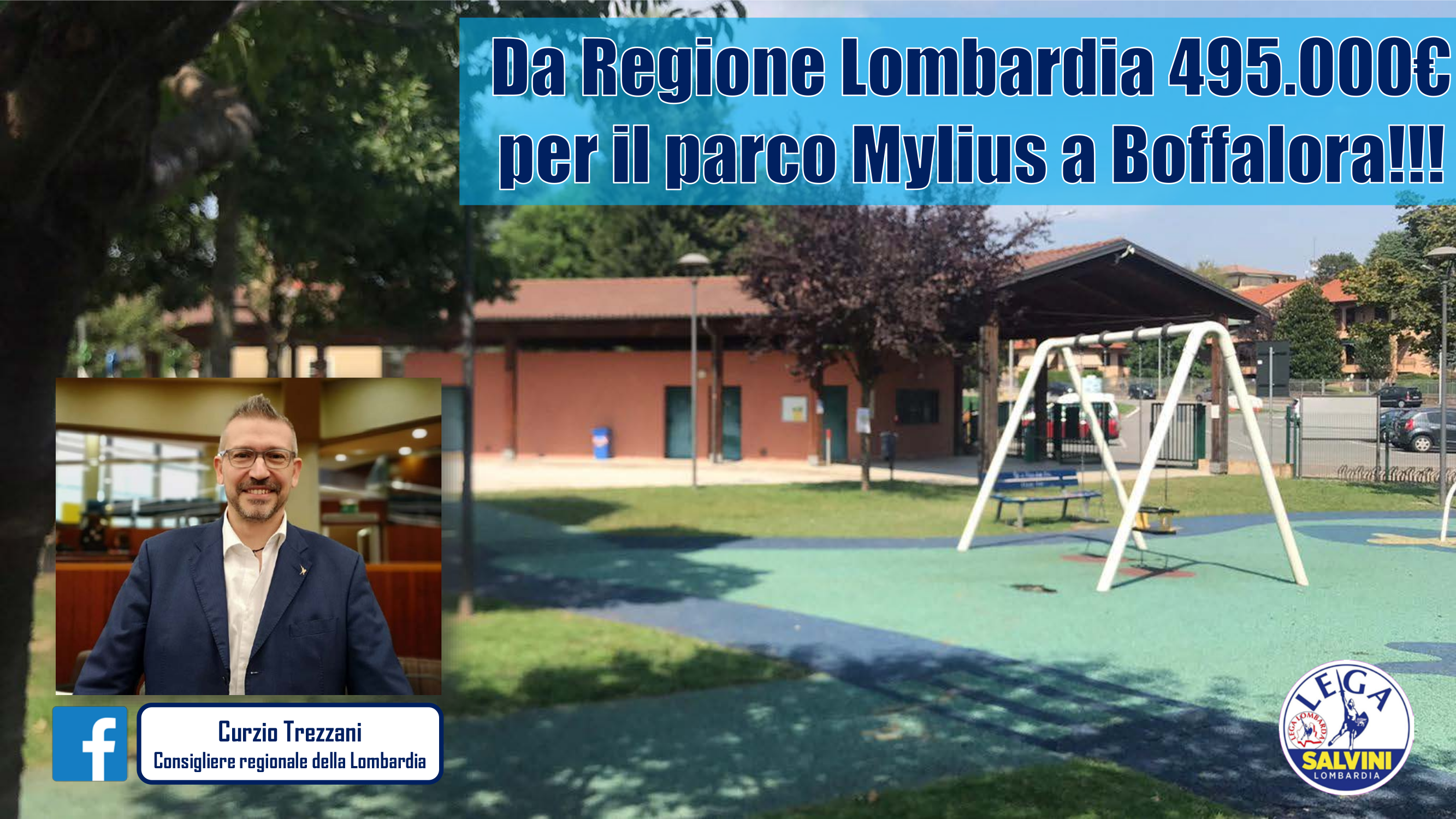 BILANCIO LOMBARDIA, LA FIRMA DI TREZZANI SULL’ODG DA 495MILA € PER RIQUALIFICARE IL PARCO MYLIUS DI BOFFALORA.