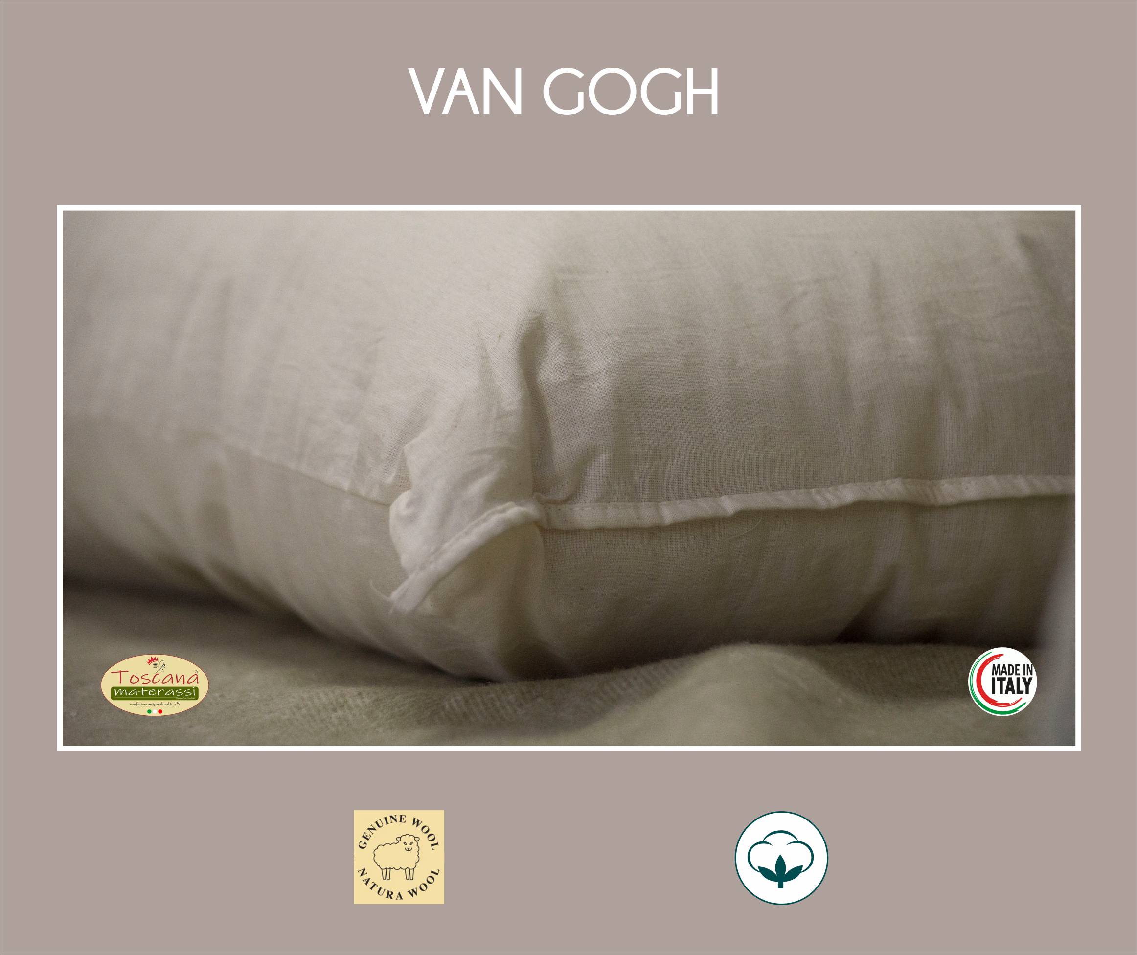 2 - VAN GOGH pillows in pure cotton and pure wool and pure cotton fabric