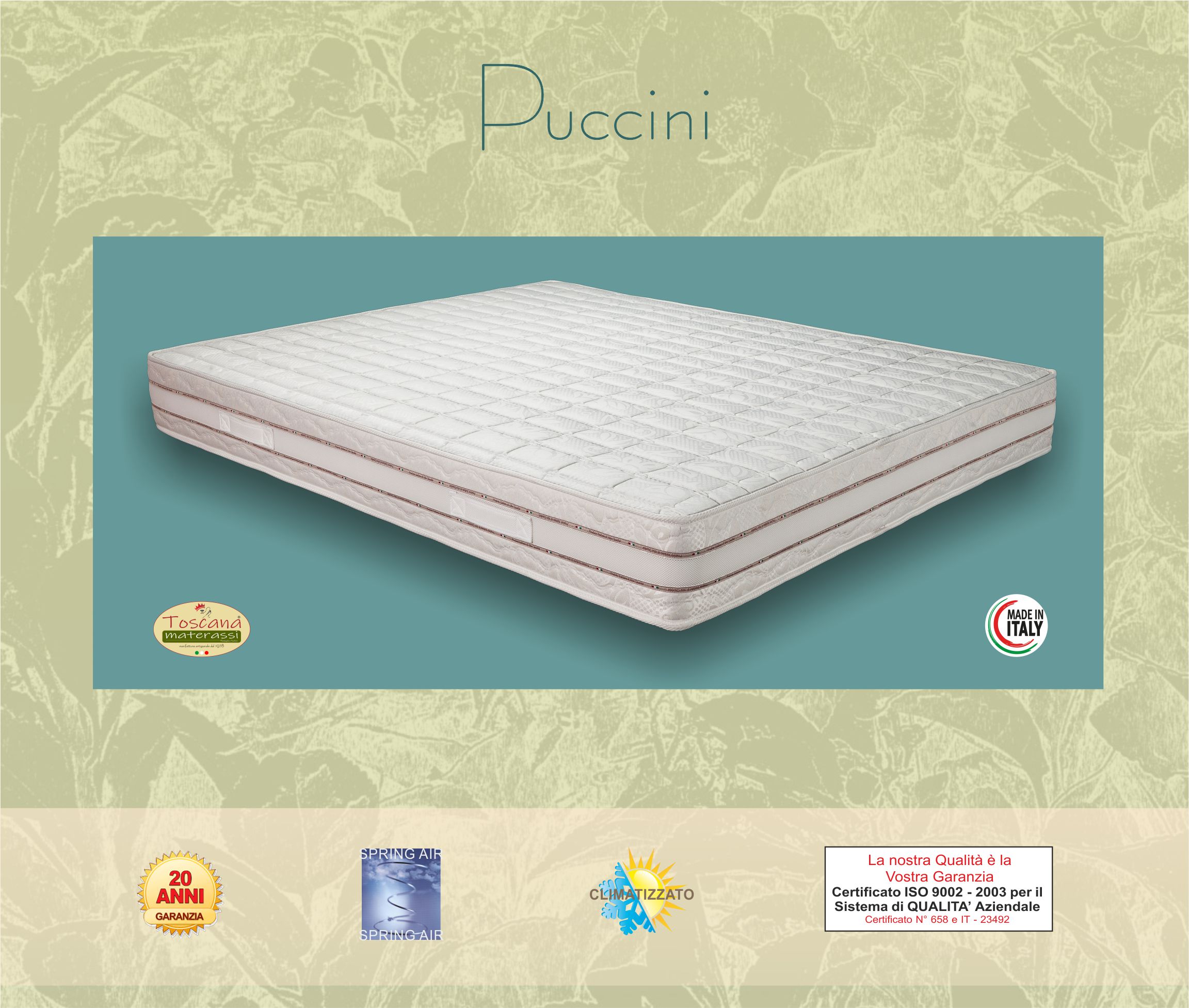 Matelas PUCCINI h. 21 - ressorts orthopédiques BONNEL 600 avec laine italienne et coton