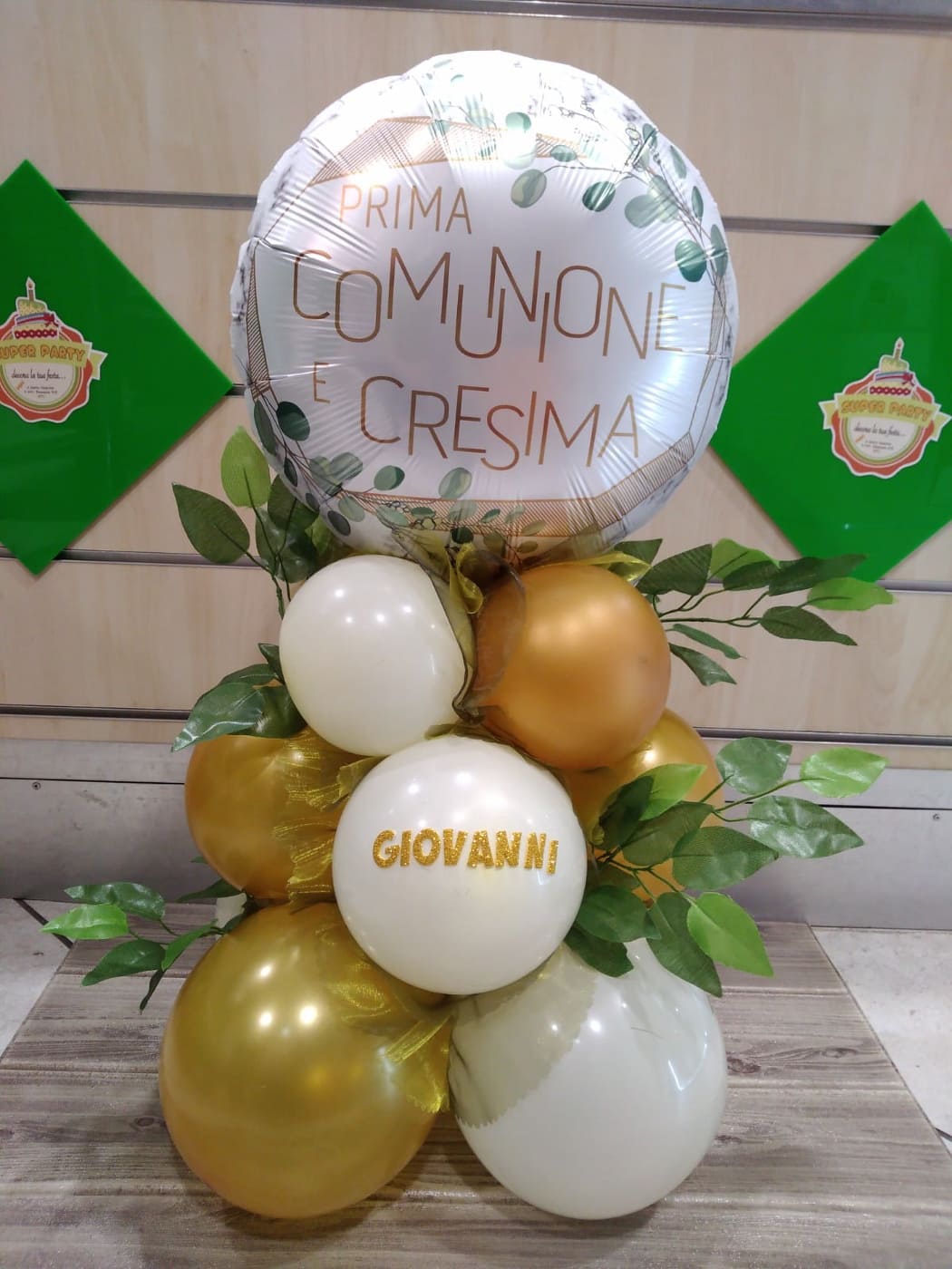 composizione palloncini prima comunione e cresima