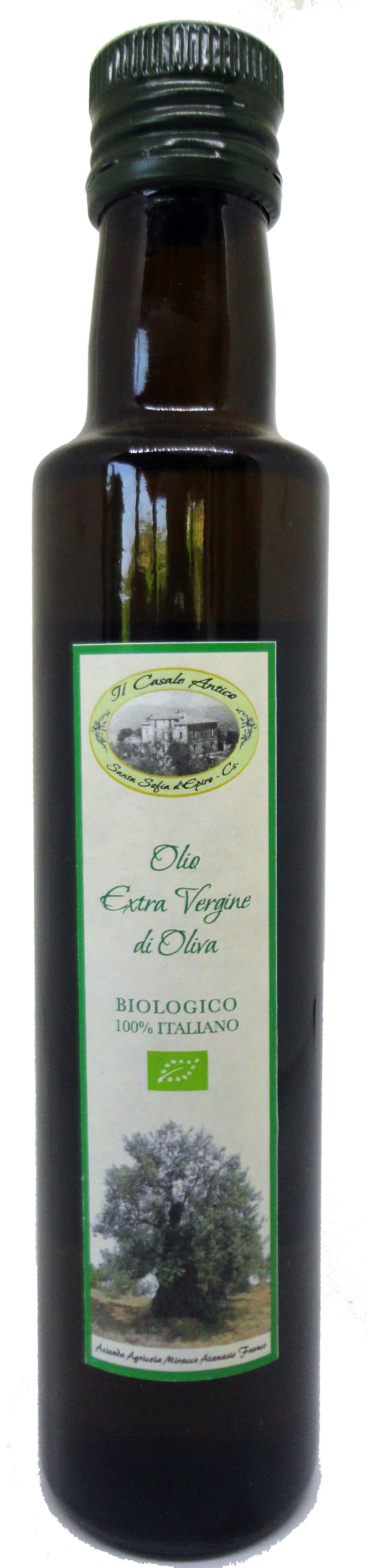 Olio Extravergine di Oliva  Biologico 100% Italiano - Bottiglia 250 Ml