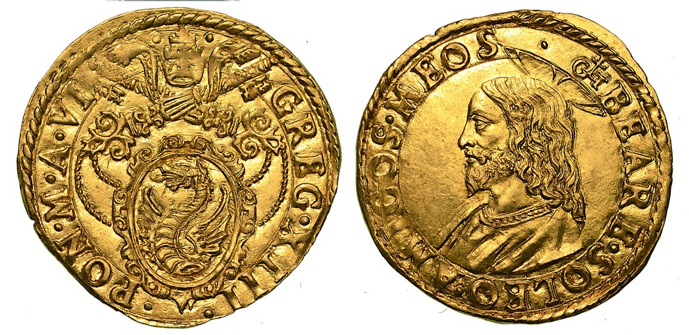 GREGORIO XIII (Ugo Boncompagni) 1572-1585. Scudo d'oro. FDC  Cons. eccezionale