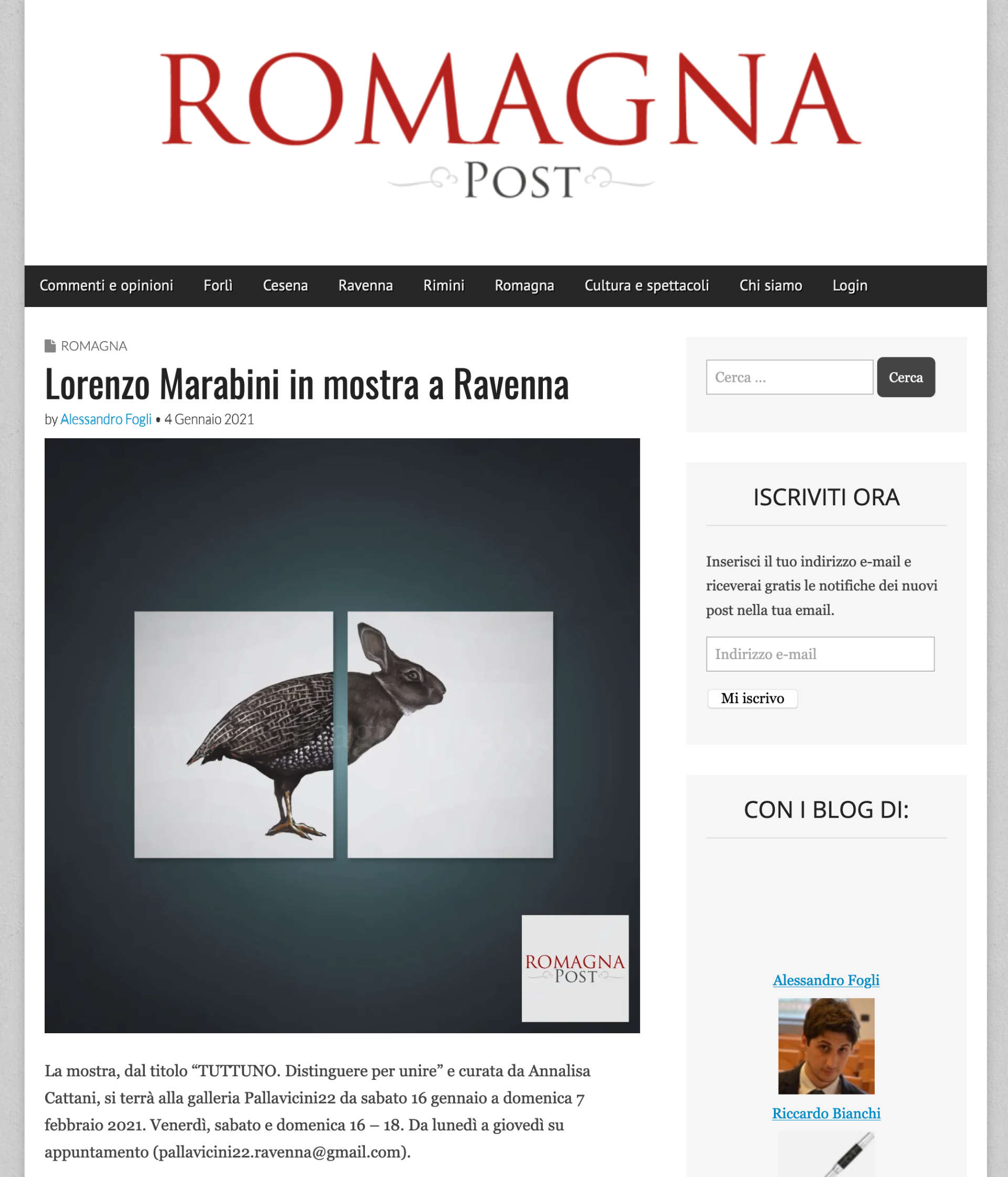 romagna post cultura arte contemporanea lorenzo marabini mostra d'arte