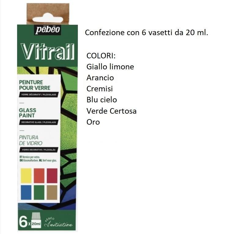 Colori PEBEO - VITRAIL Set 6 colori 20 ml.