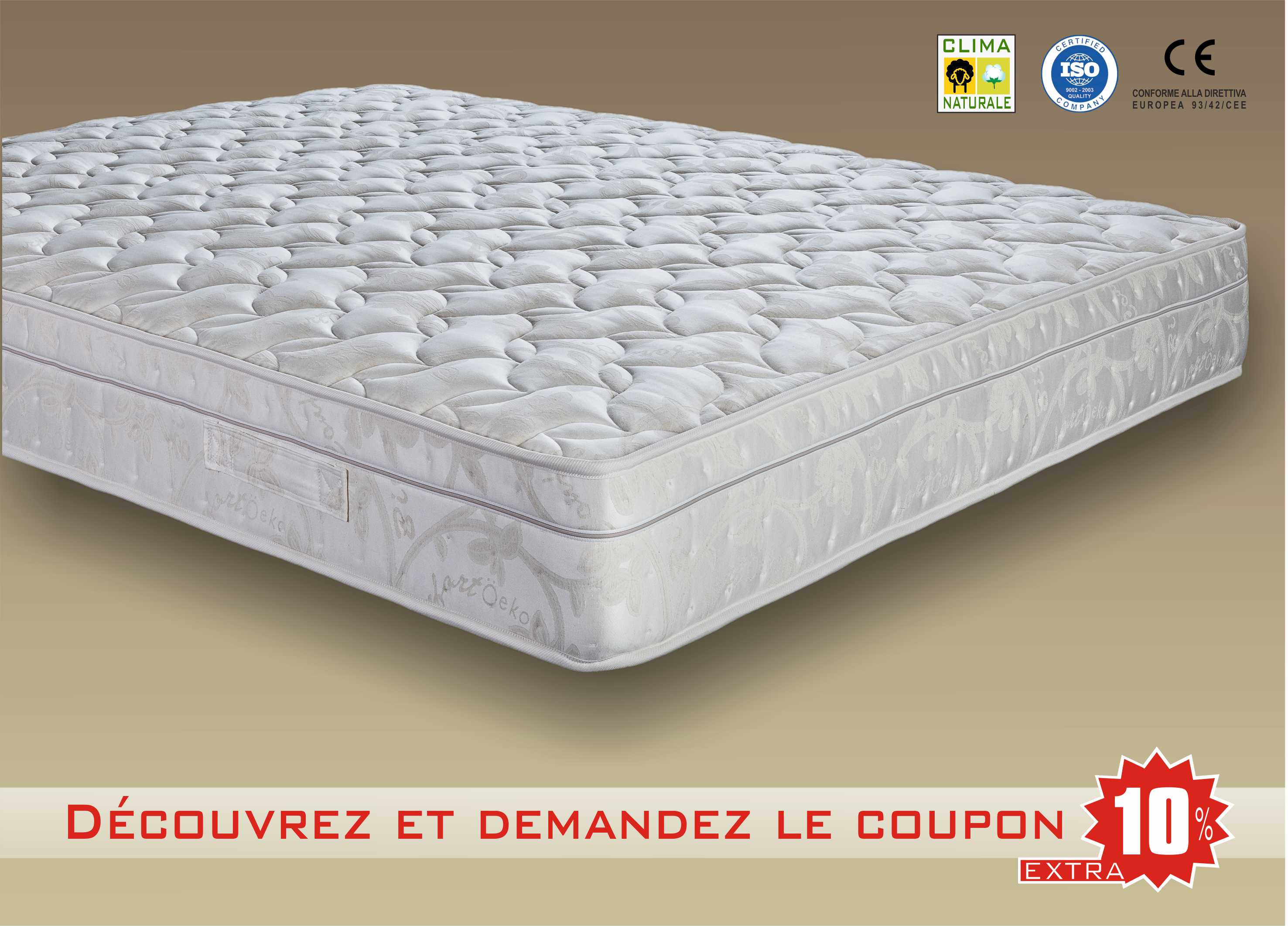 matelas granducato à ressorts indépendants amovible avec laine et coton