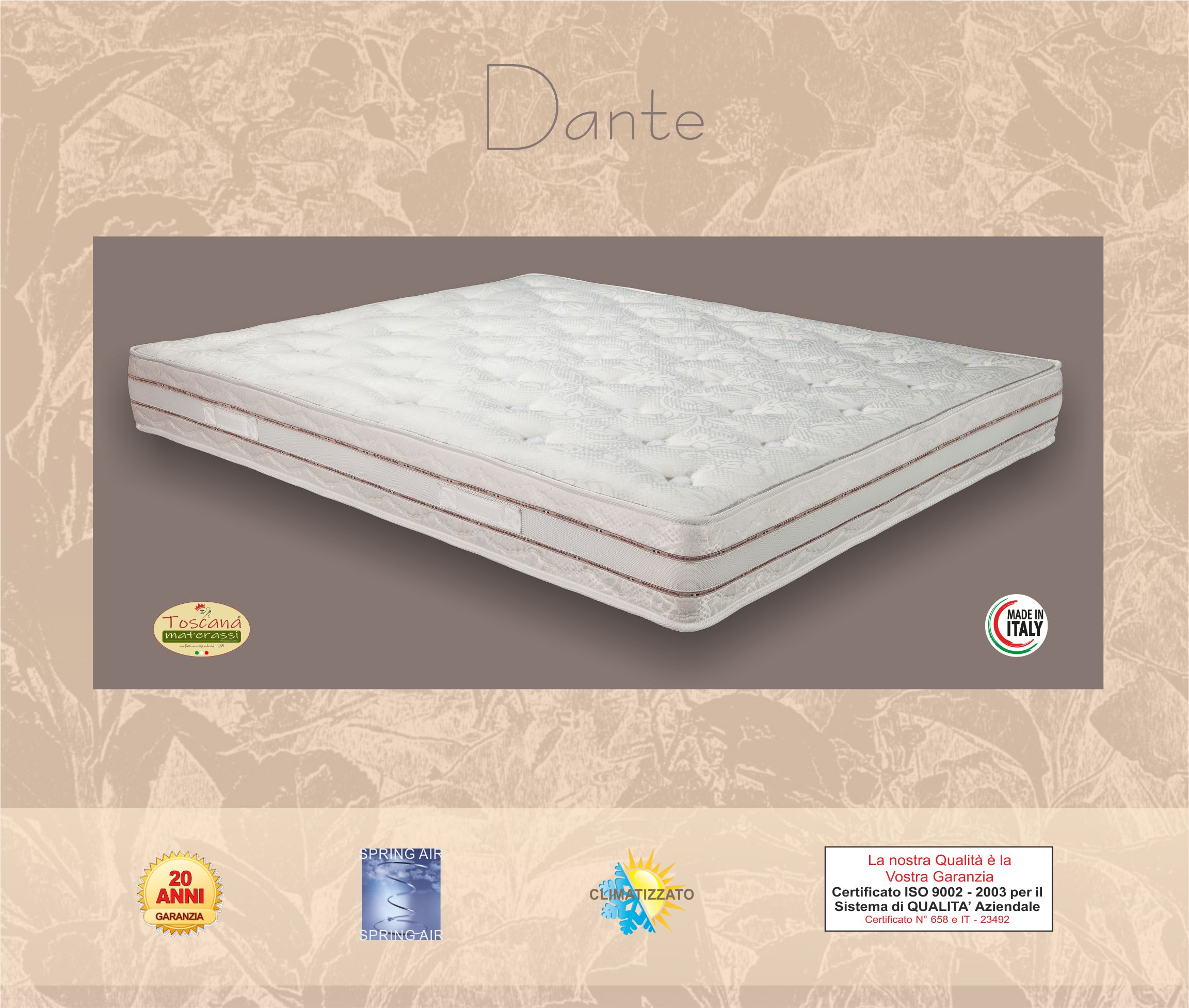 DANTE mattress h. 21 - orthopedic bonnel springs 400 with Italian wool and cotton