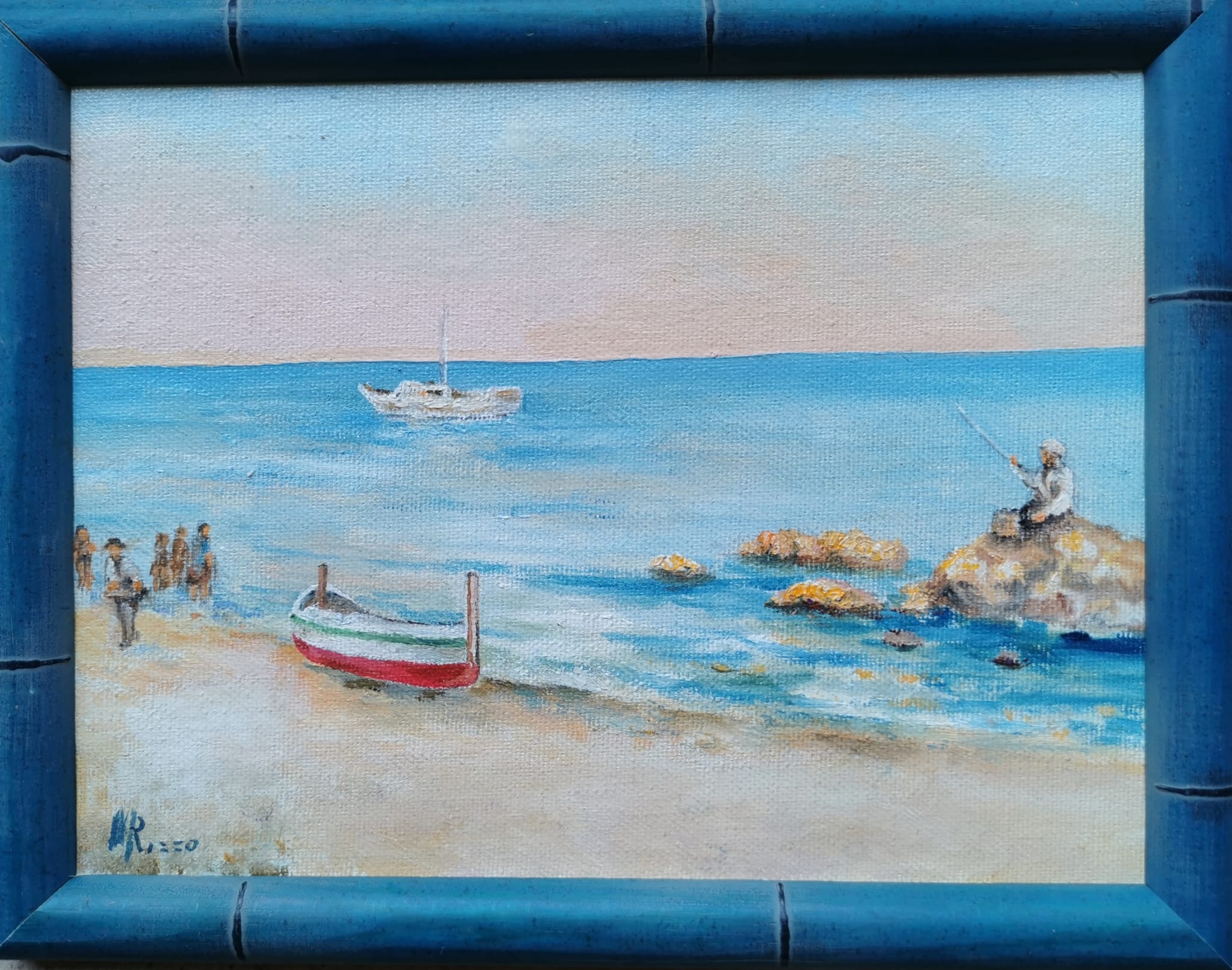 Spiaggia di Naxos con pescatori