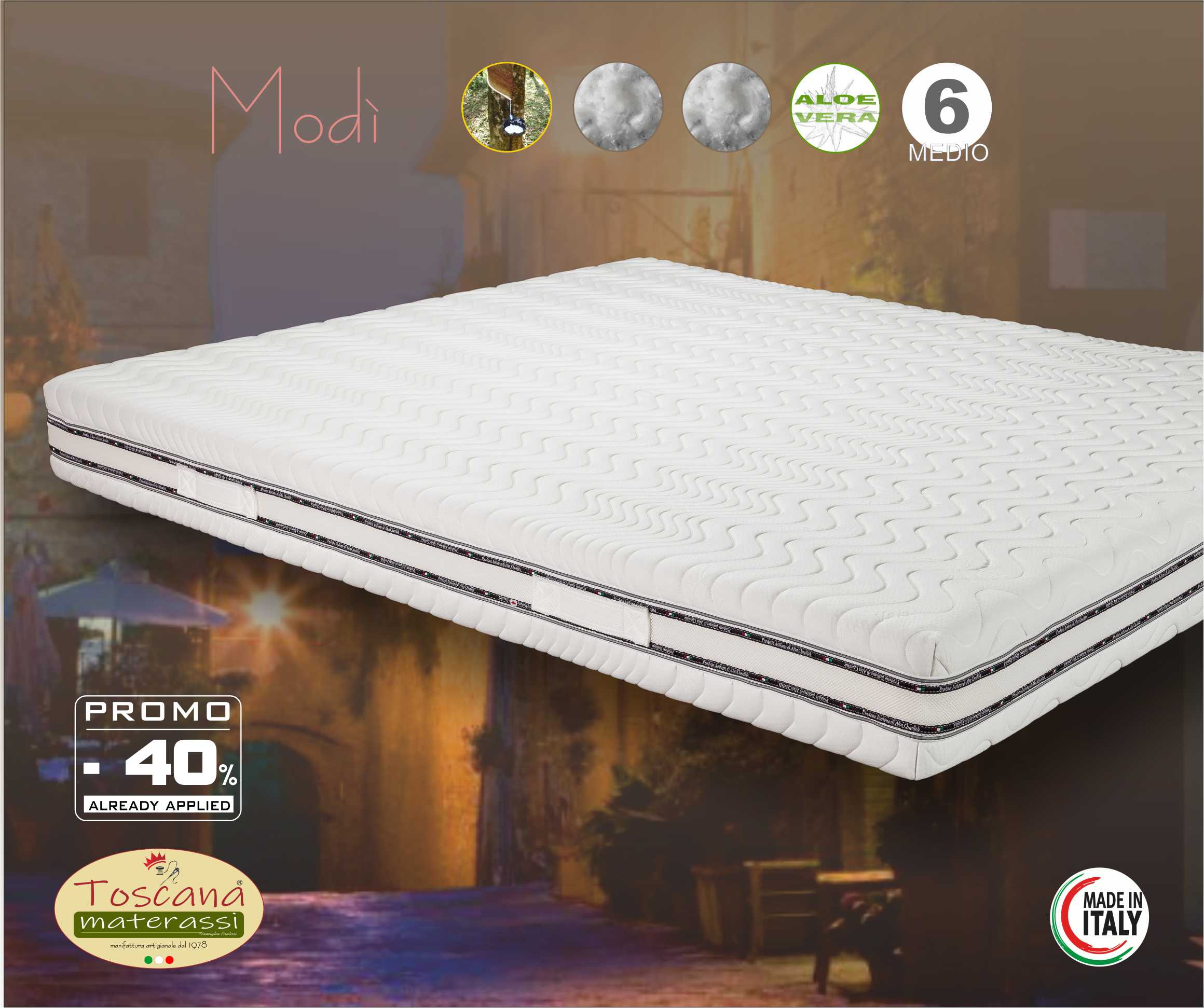 MODI' mattress h. 18 - latex VivoLat Naturally, hypoallergenic, removable and washable