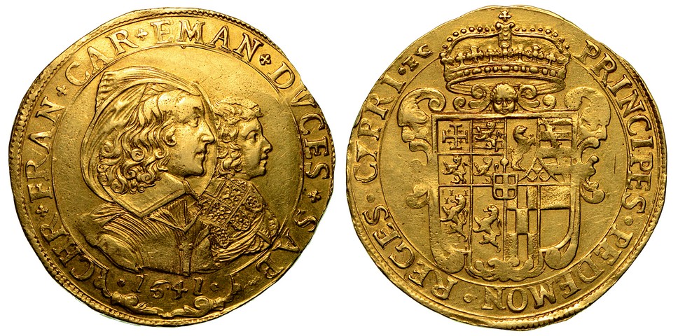 CARLO EMANUELE II. Regg. MARIA DI BORBONE (1638-1675).  Da 10 scudi d'oro 1641. BB/q.SPL
