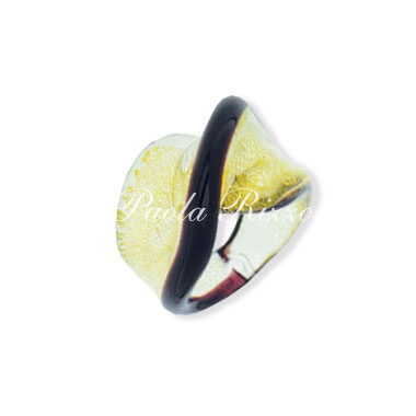 Anello Dade® cristallo oro giallo filo nero - Dade® crystal ring in yellow gold with black thread
