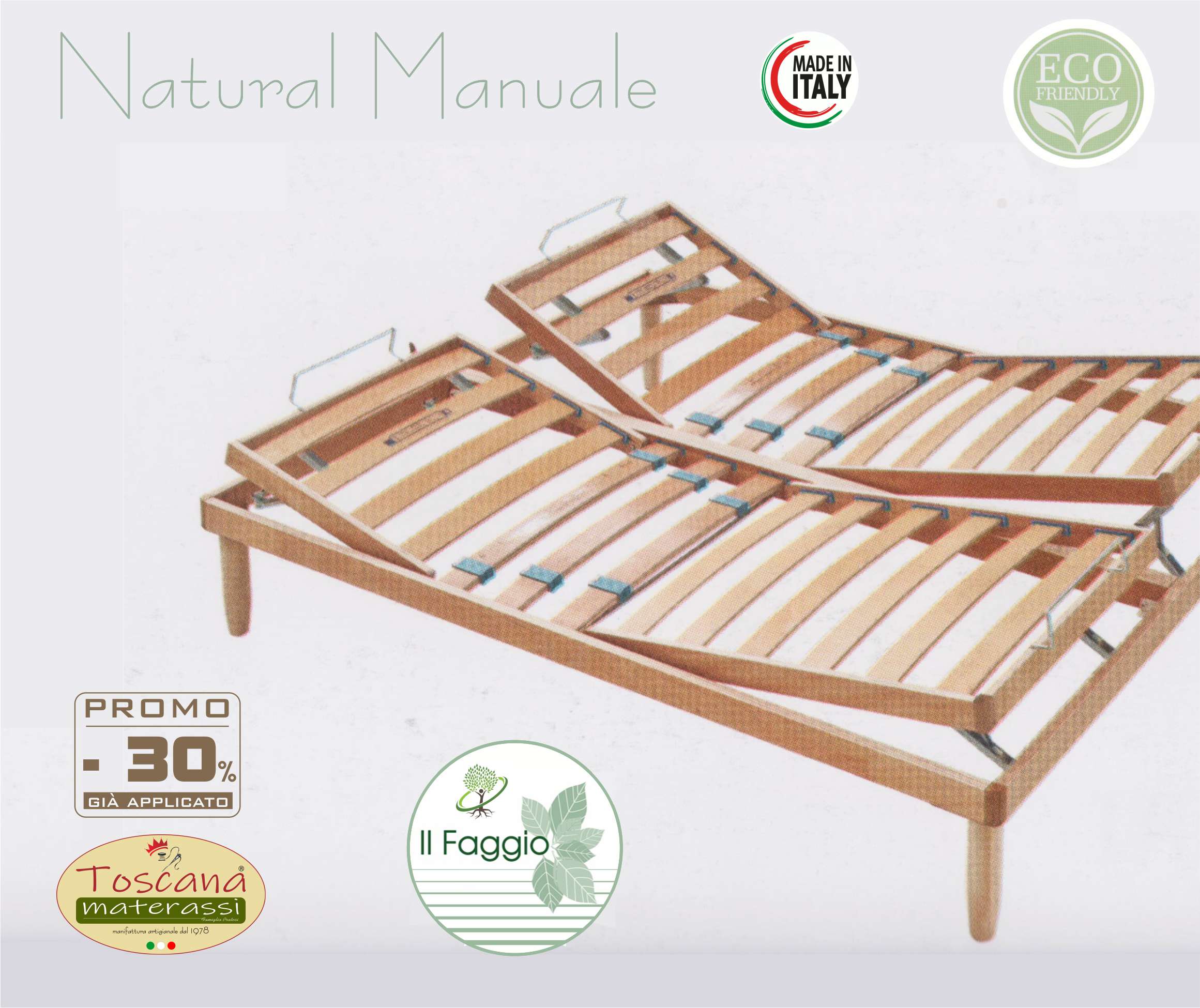 Base letto NATURAL MANUALE in faggio naturale eco friendly