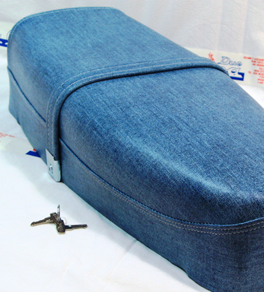 Sella jeans blu per VESPA PX PE 125 150 200 prima serie senza riquadri