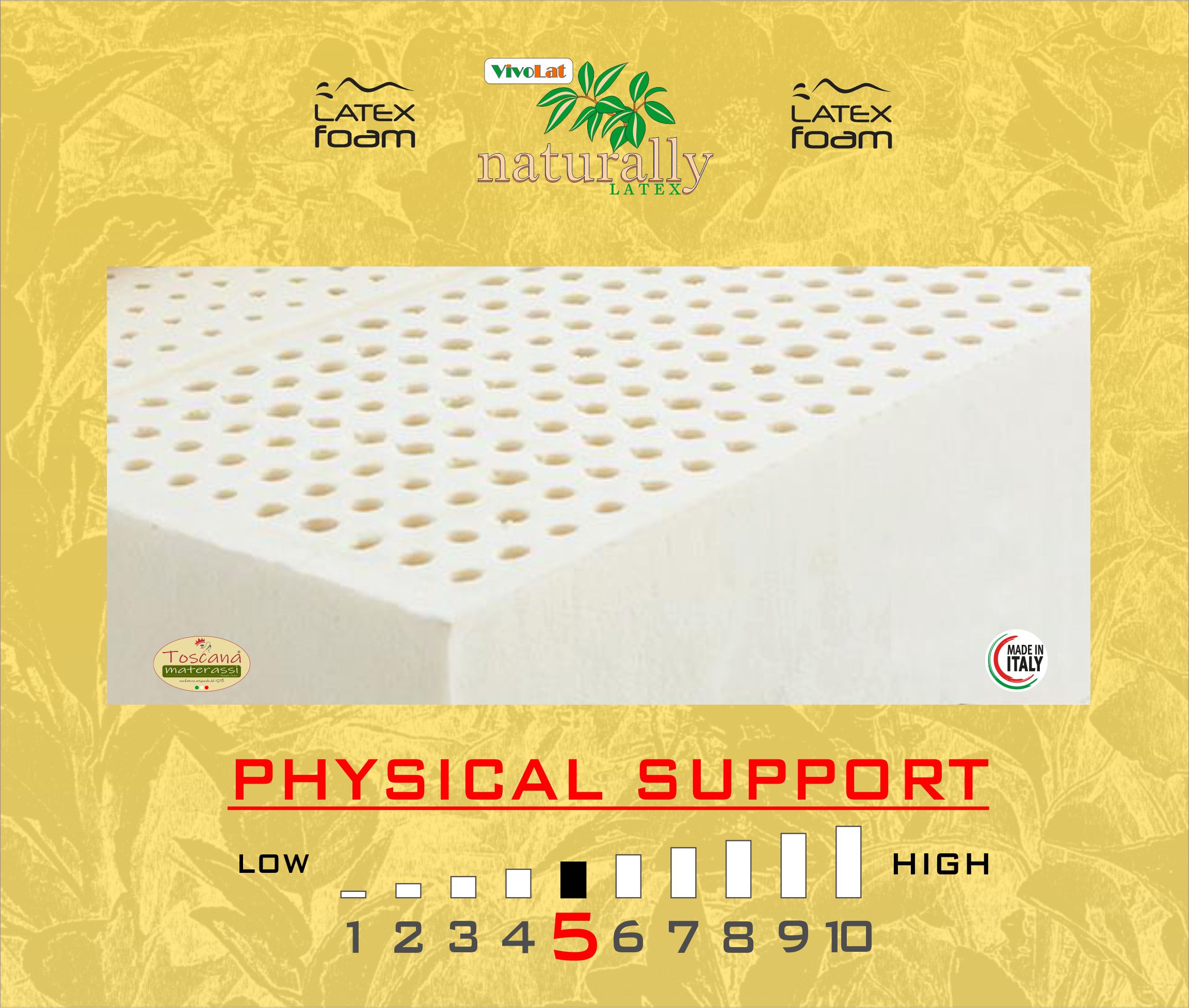 ARNOLFO mattress h. 20 - latex VivoLat Naturally, hypoallergenic, removable and washable