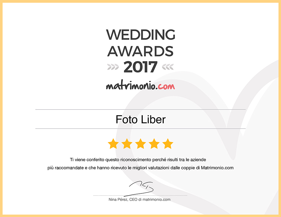 premio Wedding Awards 2017 nella categoria Fotografia e video