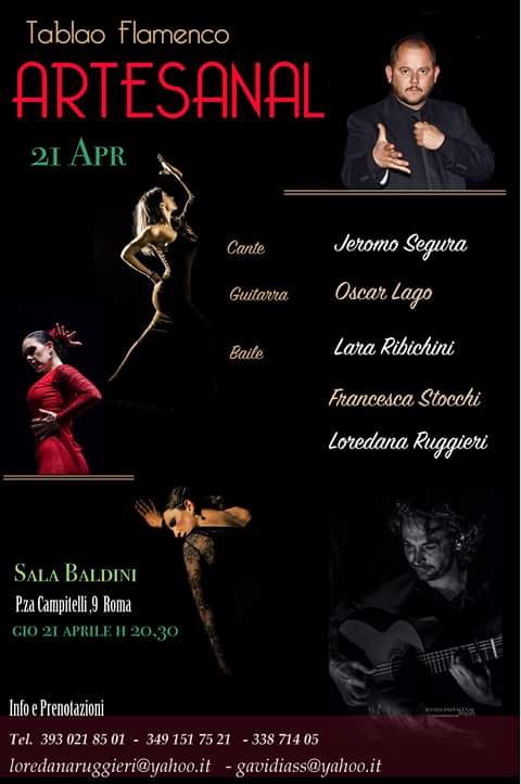 21 Aprile Tablao d'autore a Roma con Jeromo Segura, Oscar lago, Lara Ribichini, Loredana Ruggieri e Francesca Stocchi