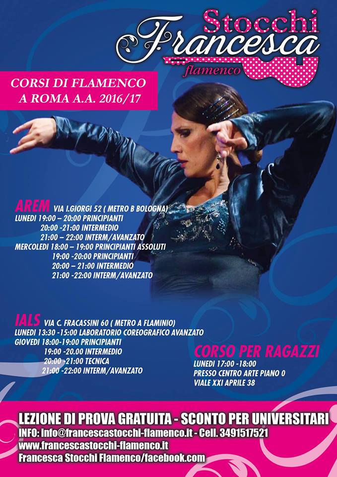 3 ottobre a Roma nuovi corsi di flamenco con Francesca Stocchi 2016-2017