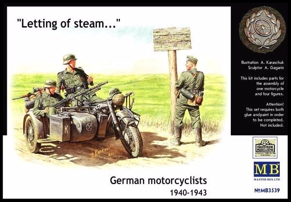 GERMAN MOTOCYCLIST "LETTING OFF STEAM....."