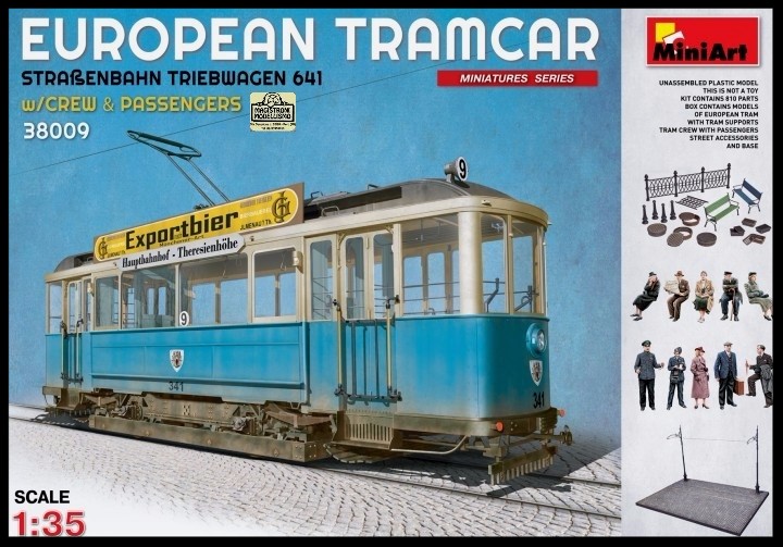 EUROPEAN TRAMCAR w/Crew and Passengers.