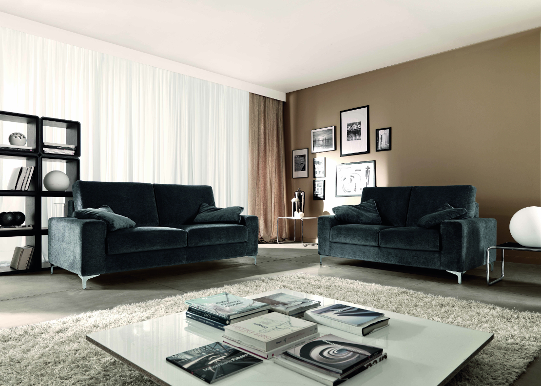 divano moderno in tessuto colore grigio antracite
