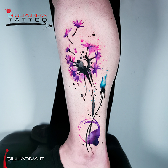 soffione tatuaggio dandelion tattoo waterclor
