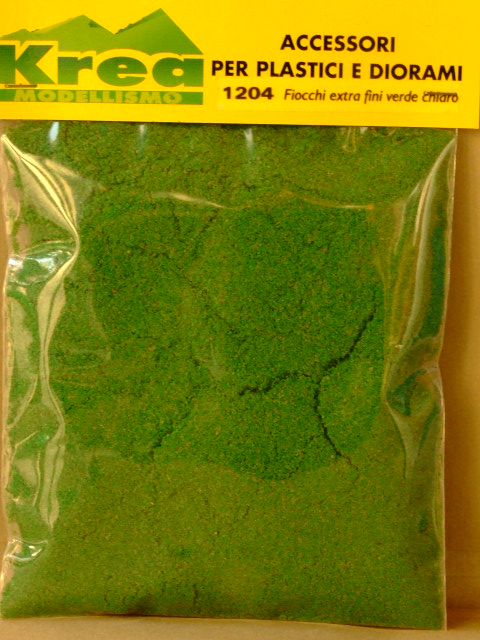 Fiocchi extra fini verde chiaro per plastico o diorama gr. 25 - KREA 1204