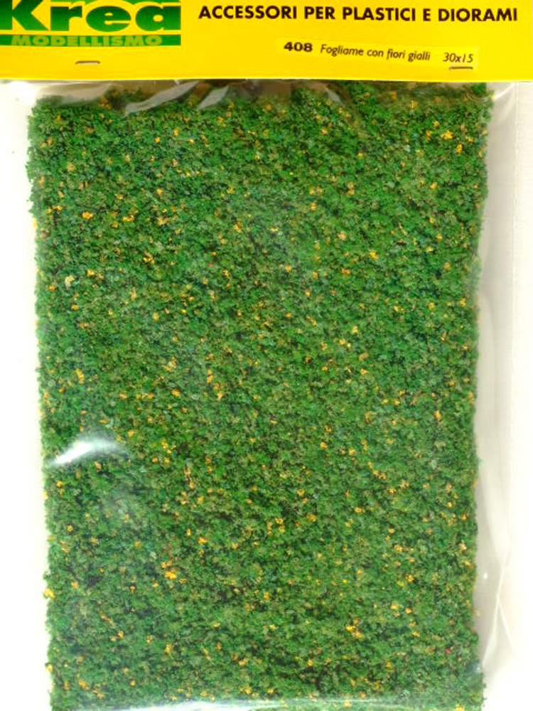 Manto erboso per modellismo verde con fiori gialli cm.30x15 - Krea 408