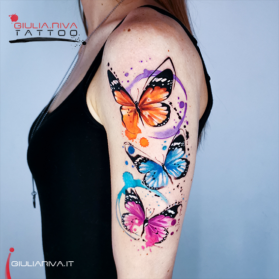 farfalle realistiche tatuaggio watercolor butterfly