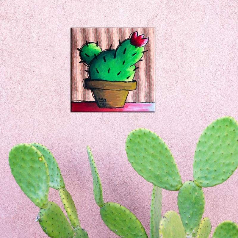 Cactus con sfondo a righe