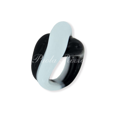 Anello nodo nero/bianco - Black/white Nodo ring